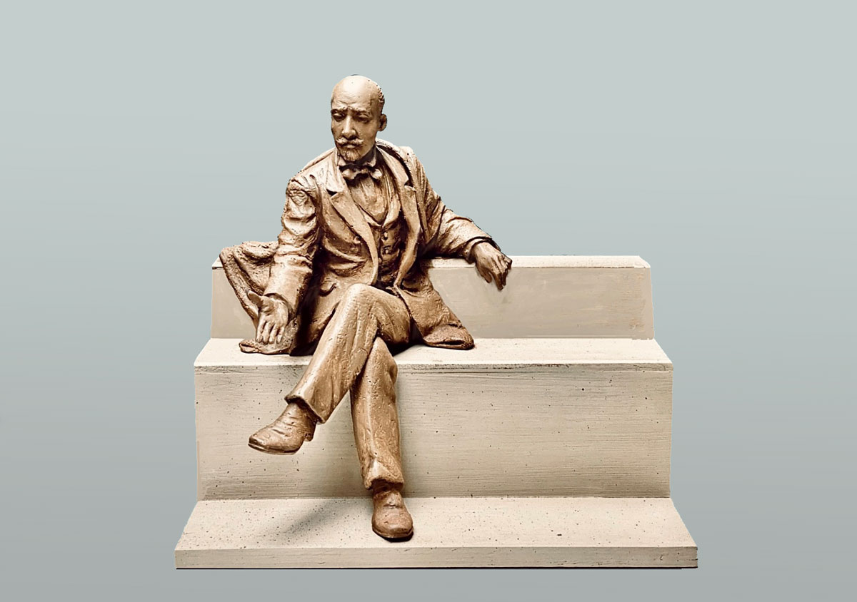 Artist's Rendering of the W.E.B. Du Bois sculpture, by Richard Blake, to be placed in front of the Great Barrington Mason Public Library